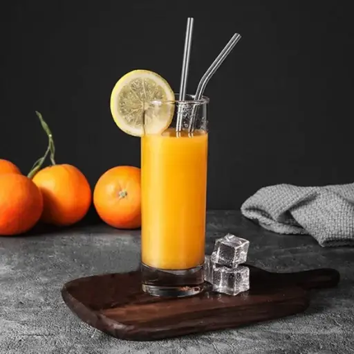 [SKU : 0579_steel_straw_5pc] Set of 4 Stainless Steel Straws & Brush (2 Straight straws, 2 Bent straws, 1 Brush)