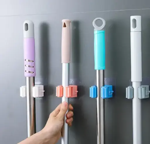 [SKU : 2177_magic_broom_holder] Magic Sticker Series Self Adhesive Mop and Broom Holder