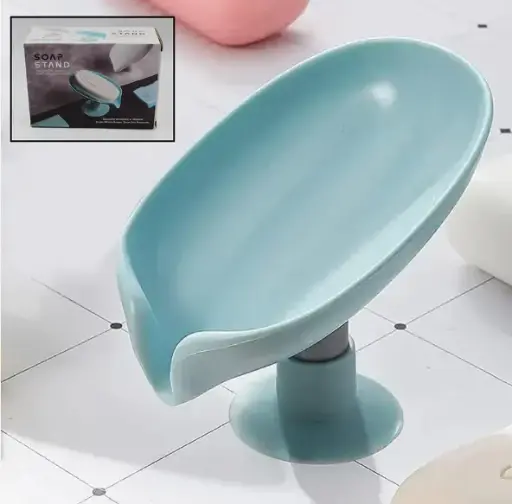 [SKU 18055_leaf_shape_soap_stand_1pc] Soap Holder Stand Self Draining Soap Dish Holder Soap Box ,Sabudani (1 Pc)