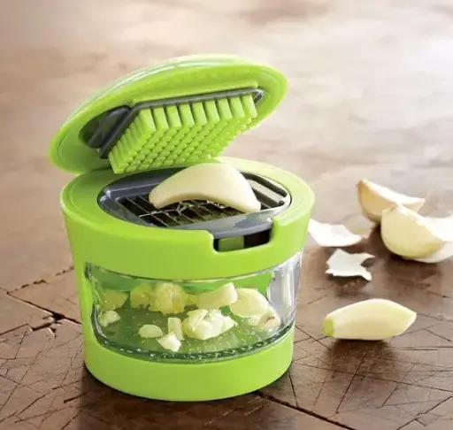 [SKU : 2108_garlic_cutter] Garlic Cutter/Chopper/Crusher for Kitchen (Green, 1 Pc)