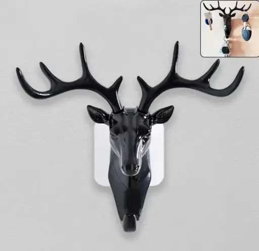 [SKU : 1743_deer_head_hanger] Deer Head Self Adhesive Wall Door Hook Hanger